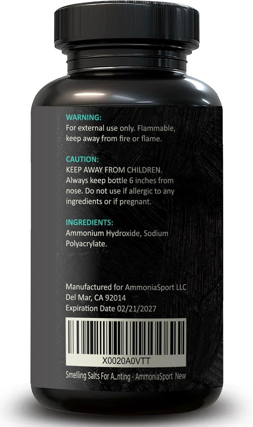 AQUA - Smelling Salt - Pre-Activated Salts with Hundreds of Uses Per Bottle - Ammonia Inhalant - Extra Strength Inhalants - AmmoniaSport