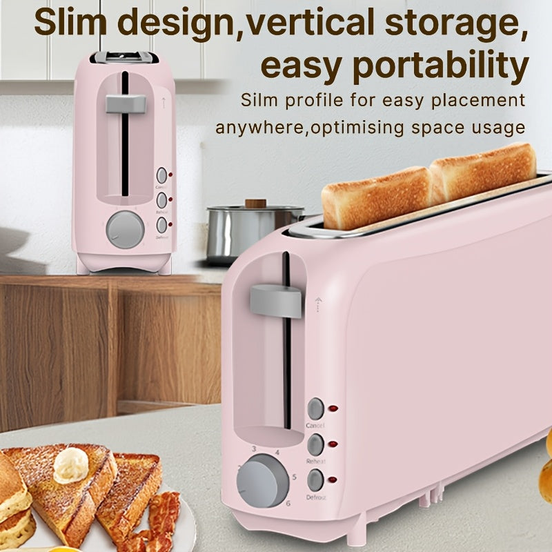 2-Slice Slim Toaster White – Fits-Anywhere Design, 6 Shade Settings, Cancel/Reheat/Defrost, Removable Crumb Tray, 750W – Free Shipping