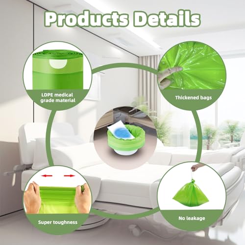 50 Pack Commode Liners with Super Absorbent Pads – Universal Fit for Standard Commodes – Free Shipping