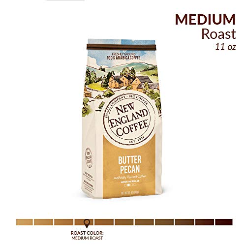 New England Coffee Butter Pecan Ground Coffee, 11 Ounce (Pack of 2)