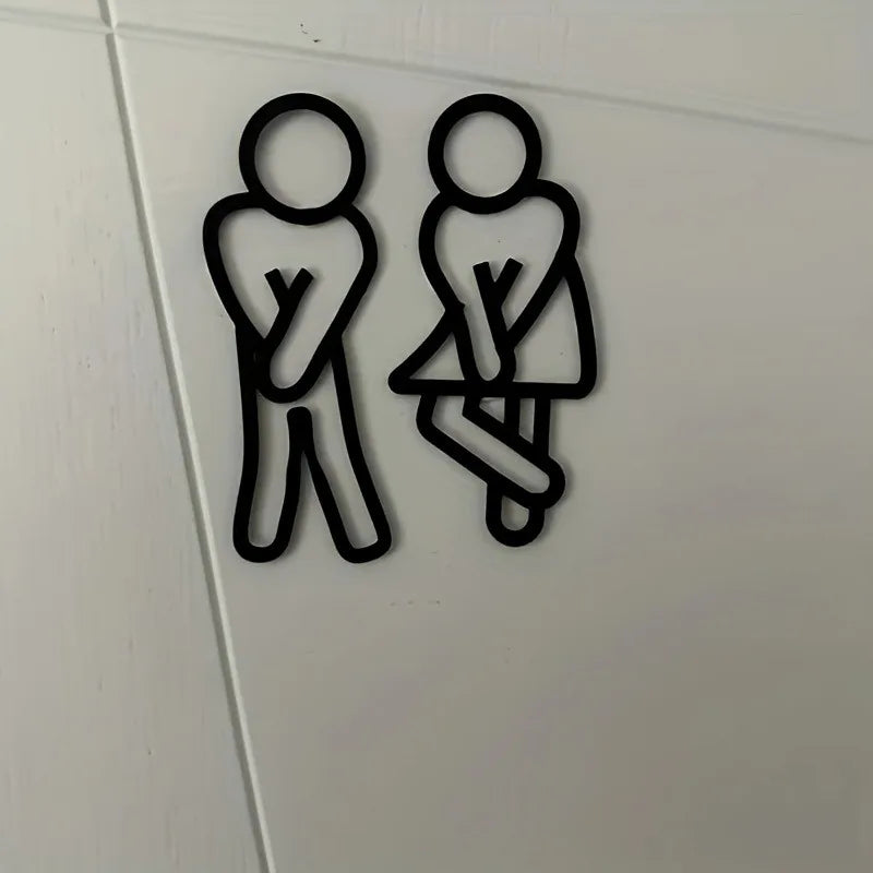Creative 2D Flat Restroom Door Signs for Men & Women – Toilet Signage Wall Stickers for Restaurant, Hotel & Cafe – Free Shipping