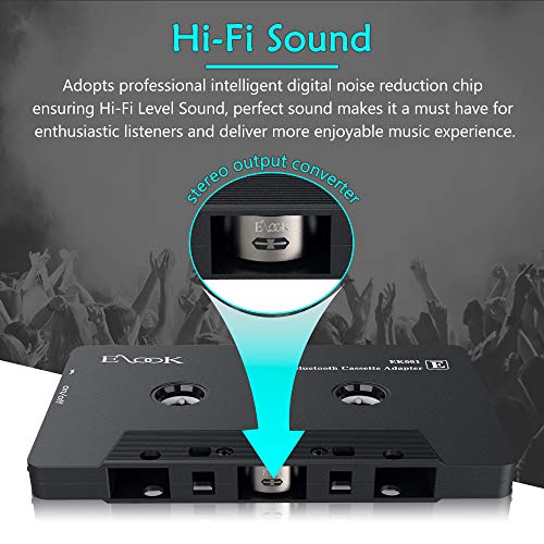 Elook Bluetooth Cassette Adapter for Vintage Car Sound System Black – Free Shipping