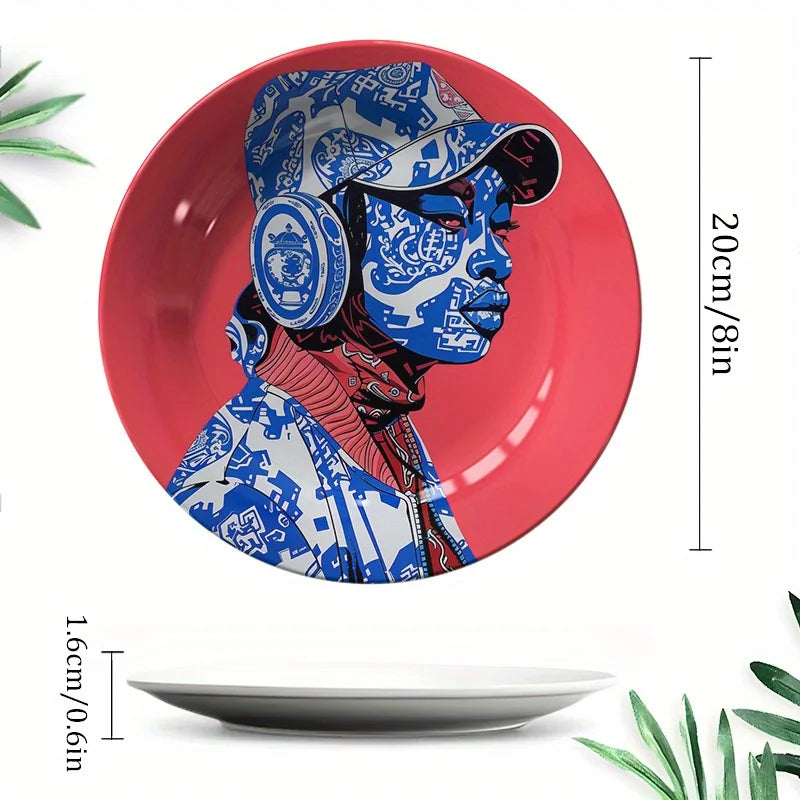 Nordic Style Ceramic Decorative Plate – Headphone Girl Minimalist Art Wall Hanging – Free Shipping