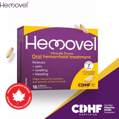 Hemovel Oral Treatment Hemorrhoids Clinically Proven Diosmin 600mg 18 Tablets | Free Shipping