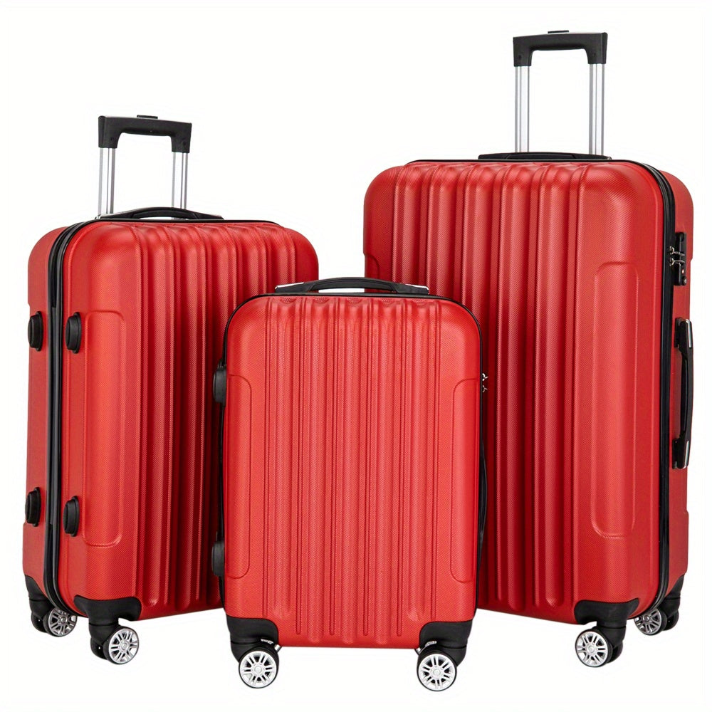 3-Pcs Luggage Sets, ABS Lightweight Suitcase Sets with TSA Lock & Spinner Wheels, 20in/ 24in/ 28in