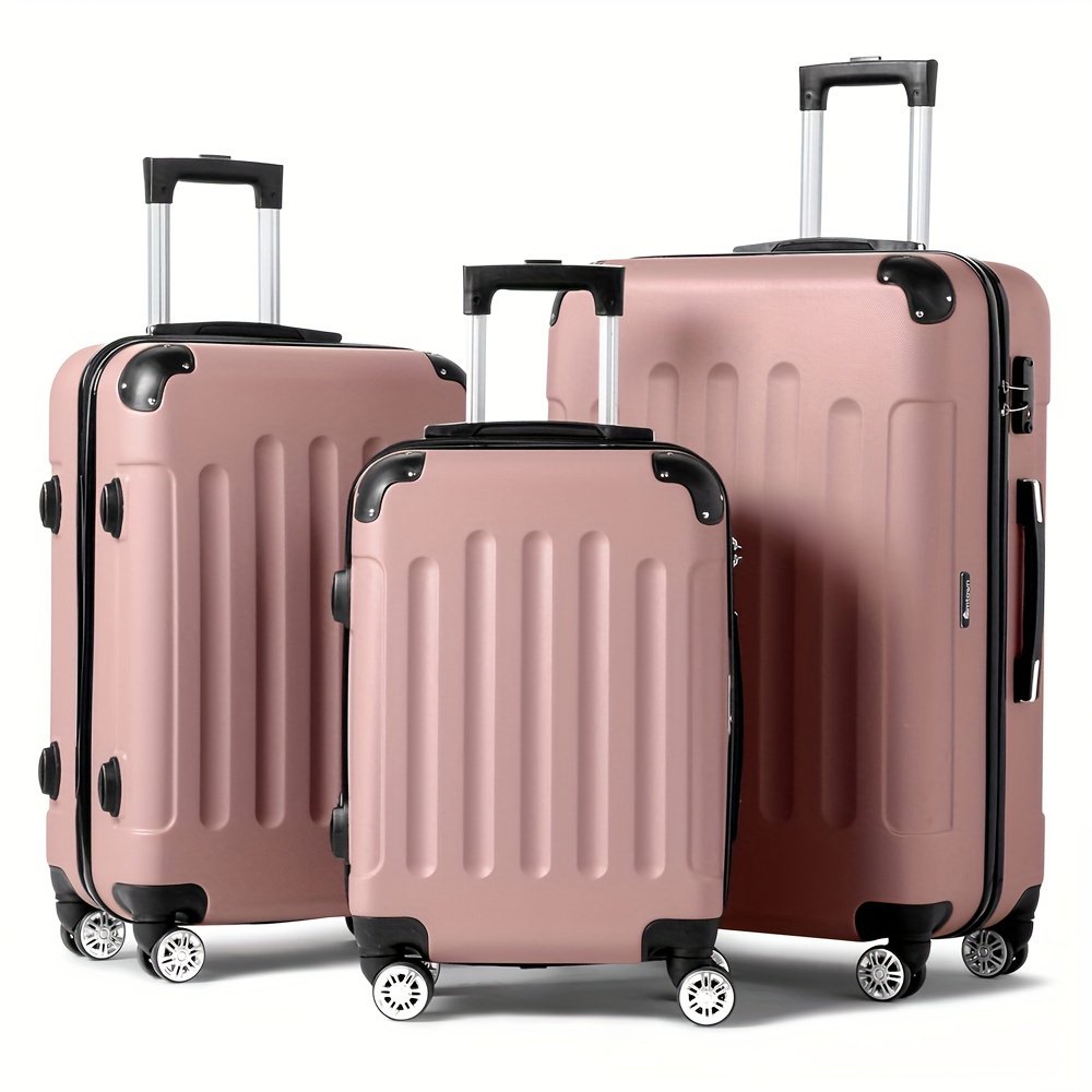 3pcs Luggage with Corner Protectors, 20/24/28-Inch, Durable Hard Shell, 360 Spinner Wheels