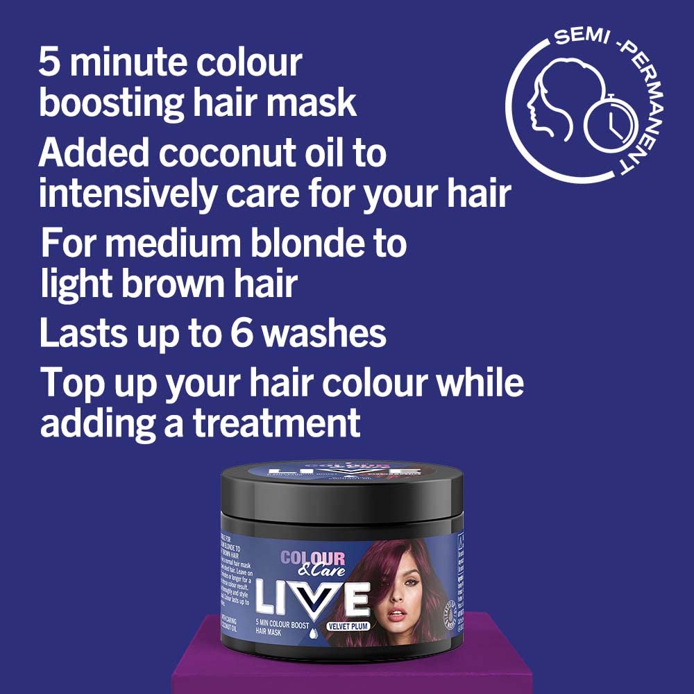 Schwarzkopf Live Color & Care 5 Minute Wash Out- Velvet Plum-150ml From Germany