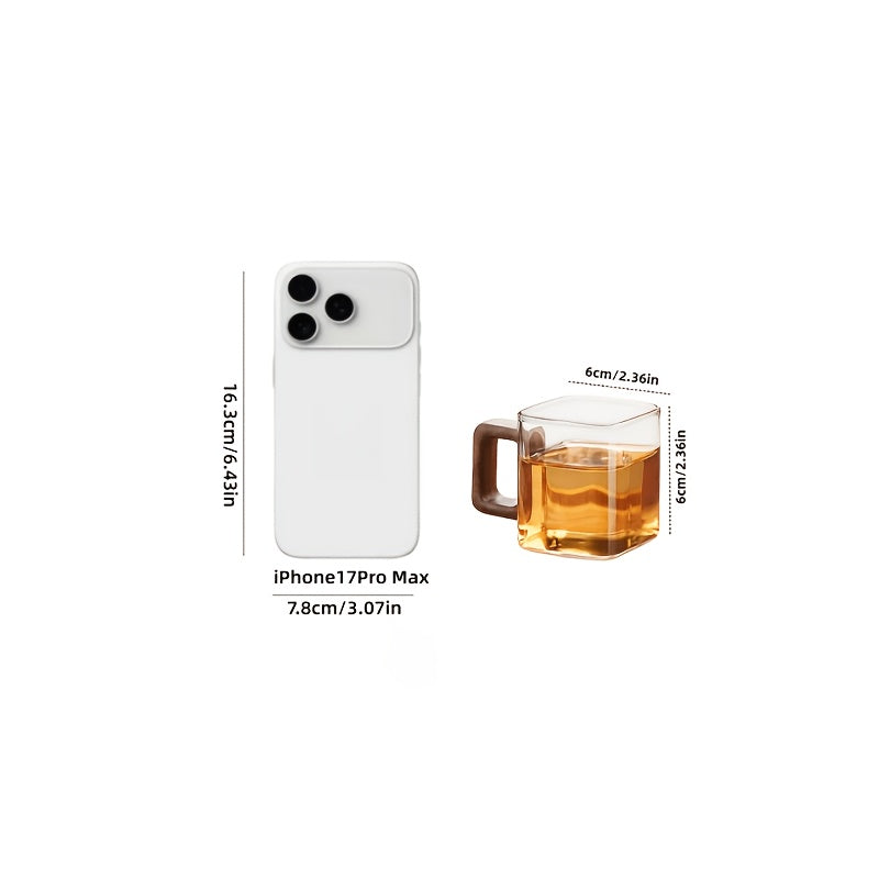 4pcs Set of Ancient Style Glass Tea Cups • Kung Fu Tea Set • Square Handles • Japanese Portable Household Tea Cups • Suitable as Gifts for Christmas, Halloween, and Thanksgiving