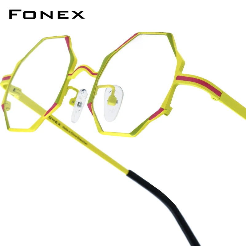 FONEX Women's Pure Titanium Eyeglasses 85849 | Retro Polygon Round Frames | Ultralight Vintage Japanese Eyewear | FREE SHIPPING 👓✨