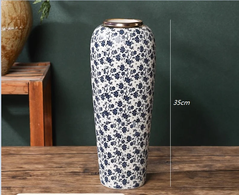 35CM Jingdezhen Blue & White Porcelain Vase – Elegant Ceramic Hydroponic Flower Vase