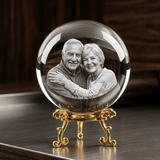 Custom Photo Crystal Ball – Personalized Laser Engraved Glass Sphere with Picture & Text Gift