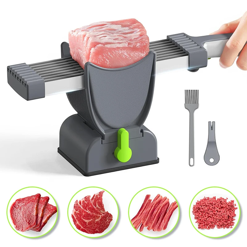 Meat Slicer Thickness Adjustable 2 or 4 mm Stainless Steel Manual Meat Cutter Cleaver Kitchen Knife Jerky Slicer Suit