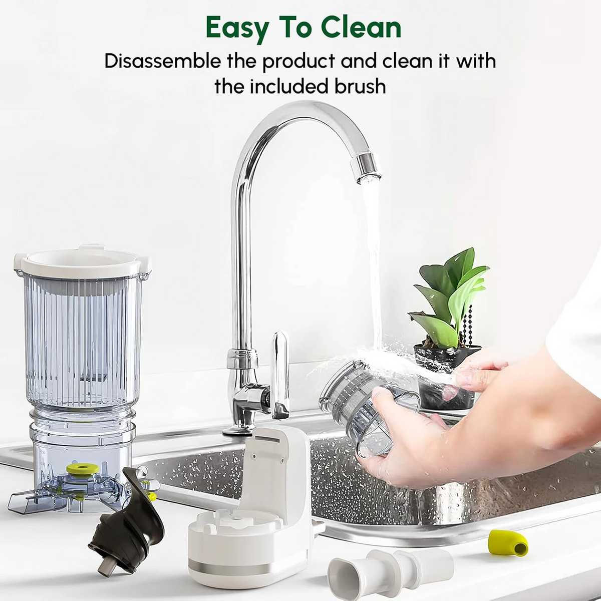 Cold Press Slow Juicer 4.9" Large Feed Chute Whole Fruits & Vegetables, 2×1L Cups For KitchenAid