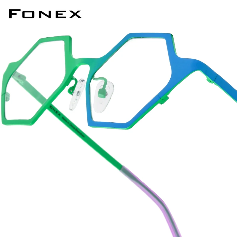 FONEX Women's Pure Titanium Eyeglasses 85849 | Retro Polygon Round Frames | Ultralight Vintage Japanese Eyewear | FREE SHIPPING 👓✨