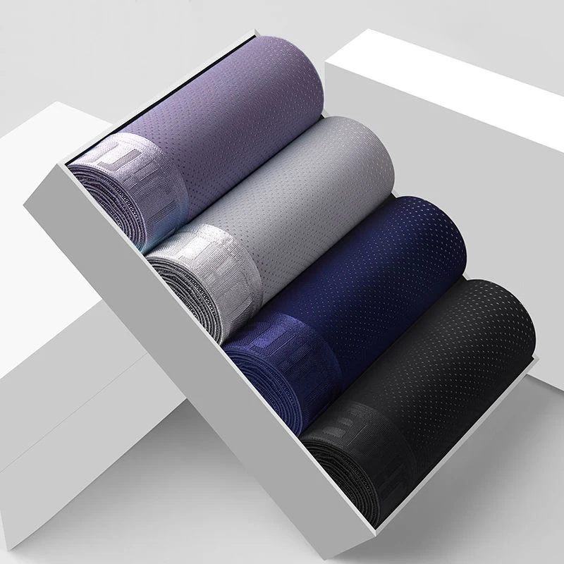 4PCS Men's Ice Silk Boxer Shorts – Breathable Mesh Underwear Plus Size