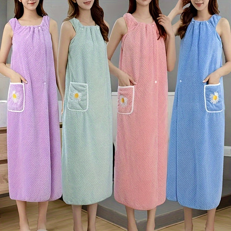 Extra Long Floral Bath Towel – Super Absorbent Soft Pink Spa & Sauna Towel