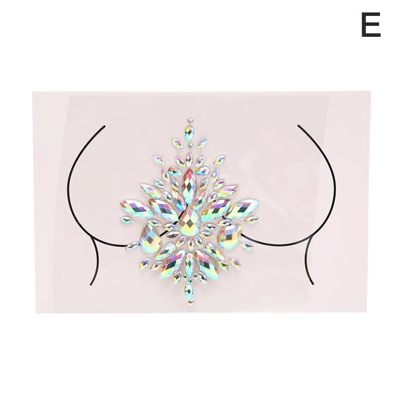 Acrylic Colorful Crystal Chest Paste - Self-Adhesive Breathable Nipple Covers & Body Jewels (23 Styles)