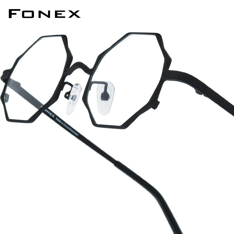 FONEX Women's Pure Titanium Eyeglasses 85849 | Retro Polygon Round Frames | Ultralight Vintage Japanese Eyewear | FREE SHIPPING 👓✨