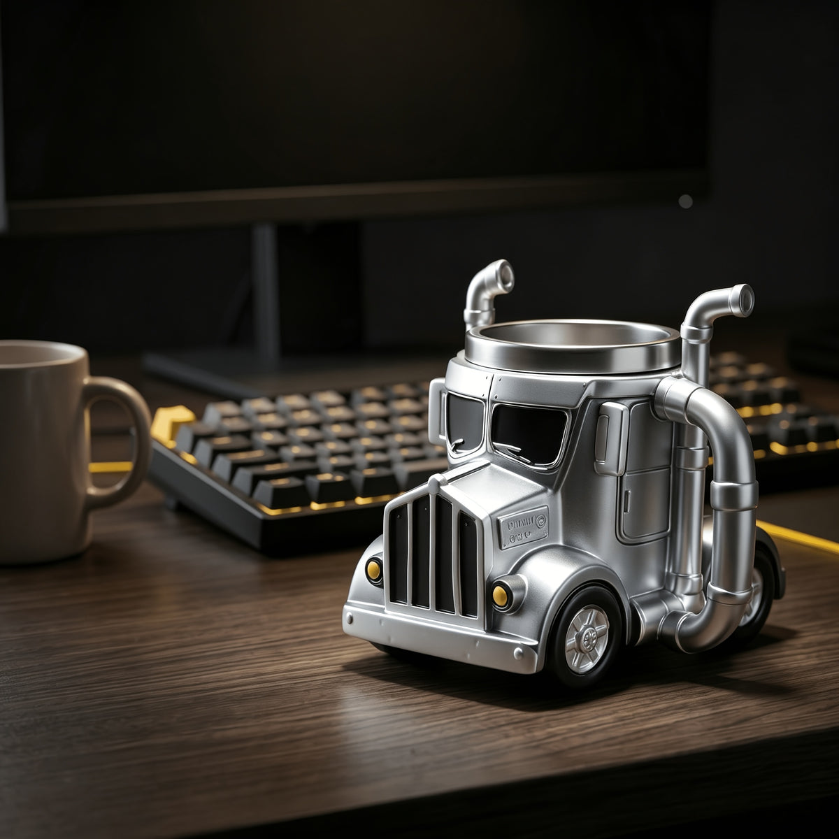 Semi-Truck Shaped Coffee Mug & Desk Ornament — Cool Gift for Truck Drivers
