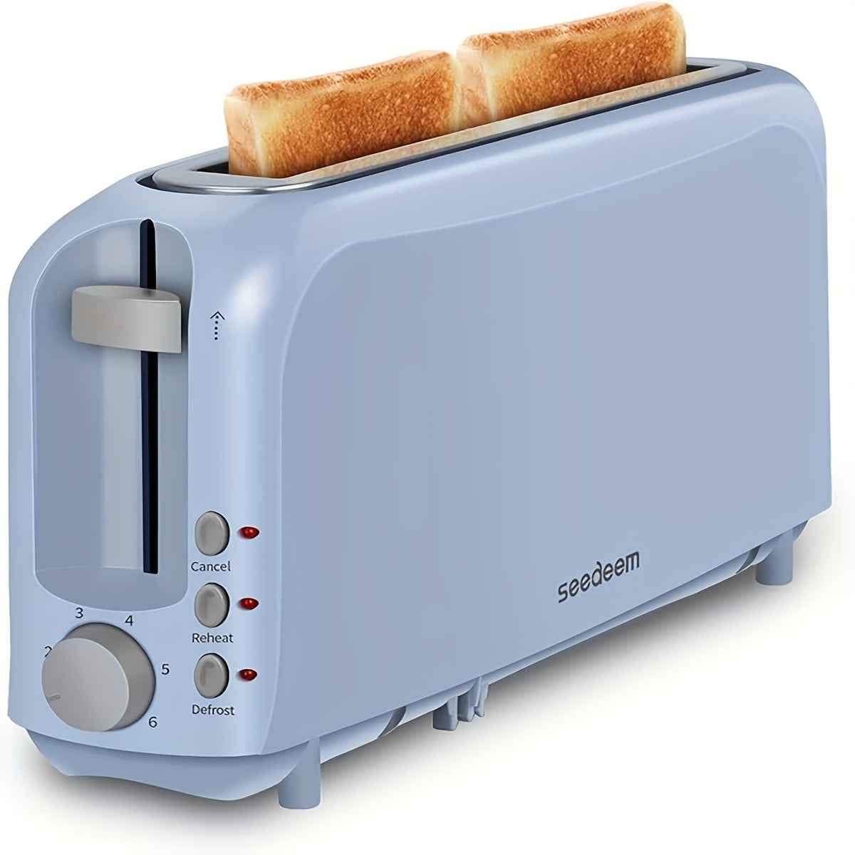 2-Slice Slim Toaster, 6 Shade Settings with Cancel, Reheat & Defrost, 10" Long Slot, Auto Shut Off, Removable Crumb Tray, Blue, Pink, Red, Yellow, Warte, Black
