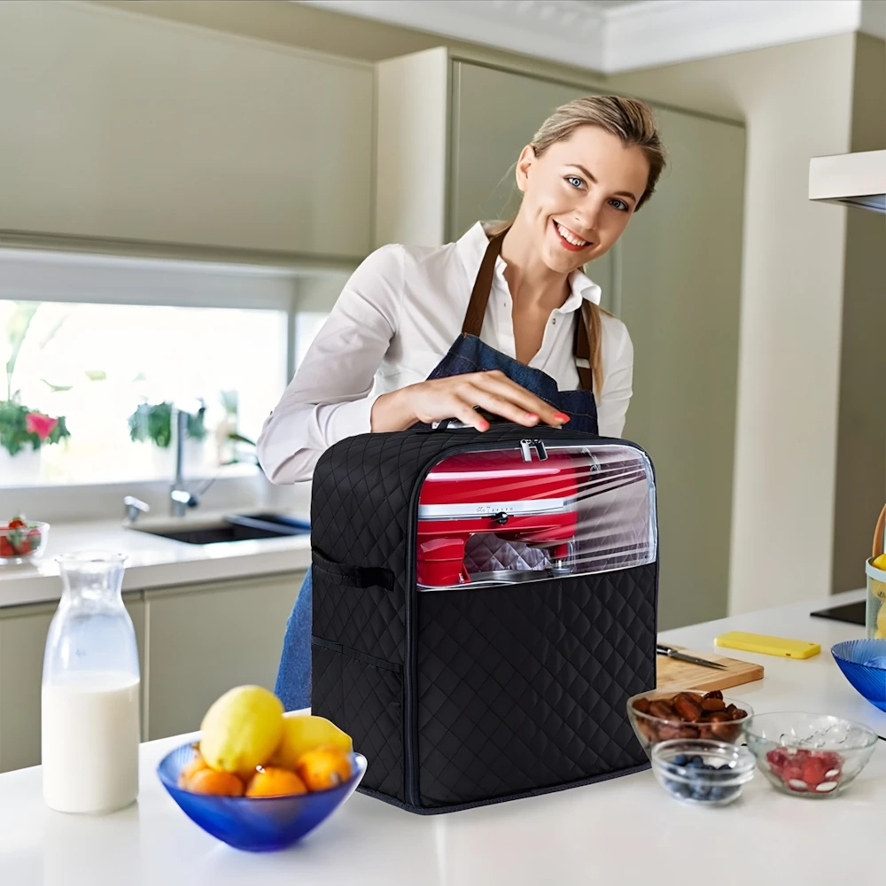 Stand Mixer Cover with Appliance Sliders Base for 6/7/8 Quart KitchenAid Mixers and Pockets for Accessories