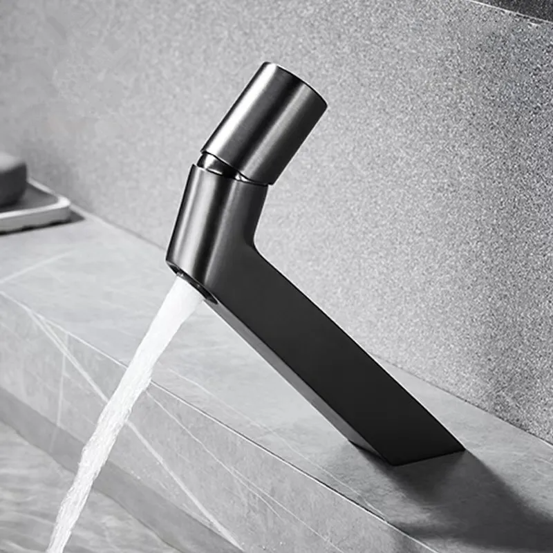 Bathroom  Mixing Faucet Creative Design Brushed Gold Cold And Hot Basin Faucets One Hole Sink Metal Tap Accessories Bath