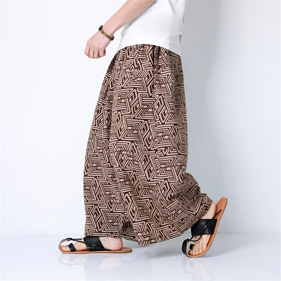Hip Hop Trend Men Harem Pants Casual Loose Streetwear Retro Printed Joggers Wide Leg Pants Men's Sweatpants Trousers Oversize