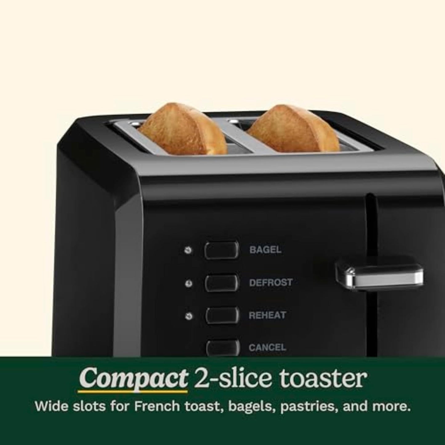 Cuisinart 2-Slice Compact Toaster Slots for Bagels & Bread (Black)- New