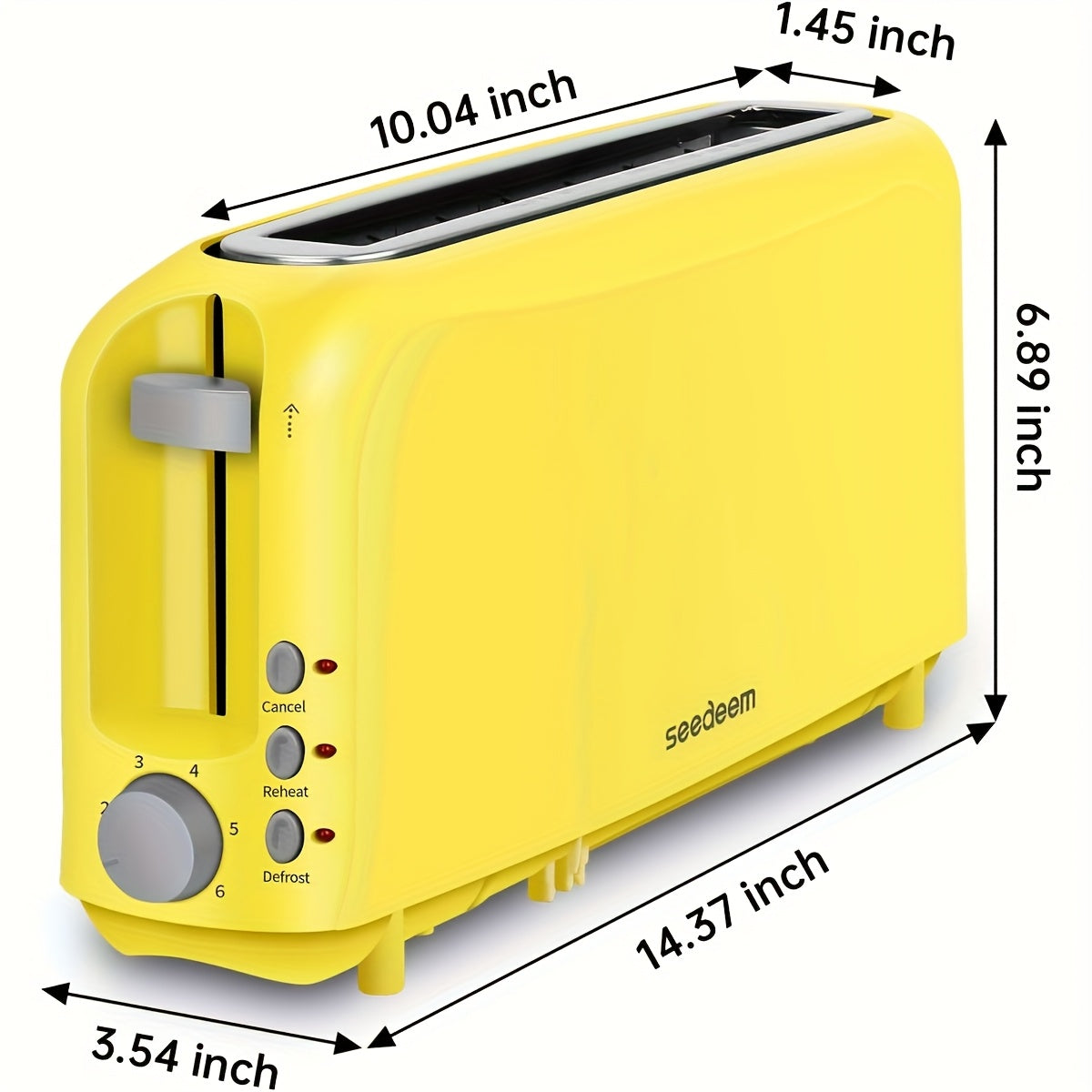 2-Slice Slim Toaster White – Fits-Anywhere Design, 6 Shade Settings, Cancel/Reheat/Defrost, Removable Crumb Tray, 750W – Free Shipping
