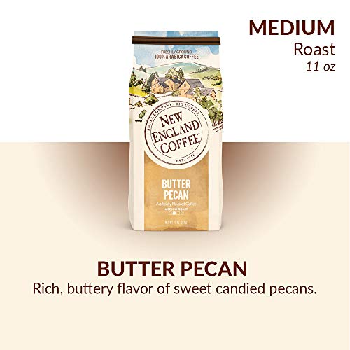 New England Coffee Butter Pecan Ground Coffee, 11 Ounce (Pack of 2)