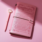 Granddaughter Gift Pink Leather Journal & Heart Diamond Pen Set – Keepsake Notebook