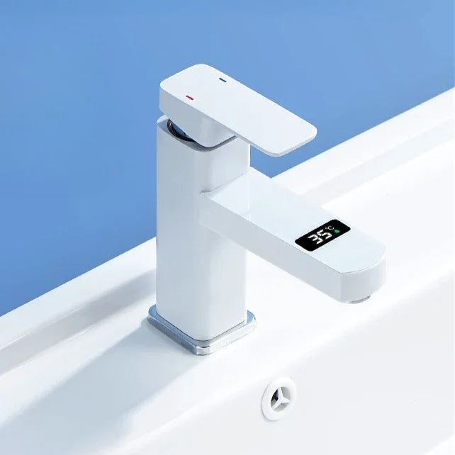 White Bathroom Digital Display Temperature Control Faucet Dual Connection Modern Sink Faucet – Free Shipping (Copie)