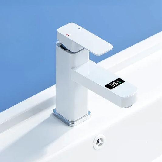 White Bathroom Digital Display Temperature Control Faucet Dual Connection Modern Sink Faucet – Free Shipping (Copie)