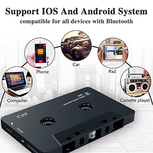 Elook Bluetooth Cassette Adapter for Vintage Car Sound System Black – Free Shipping