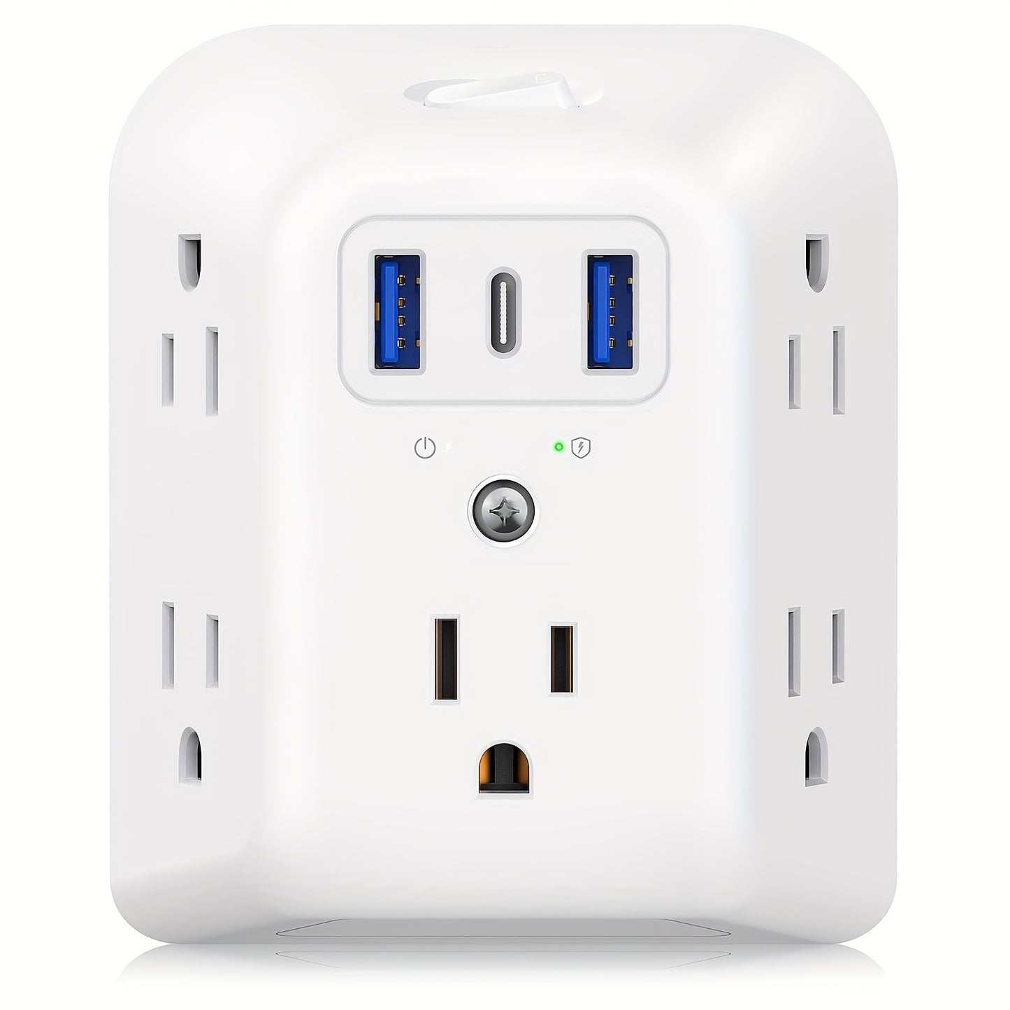 Surge Protector Outlet Extender - 6 Outlet Splitter with 4 USB Ports (2 USB C),