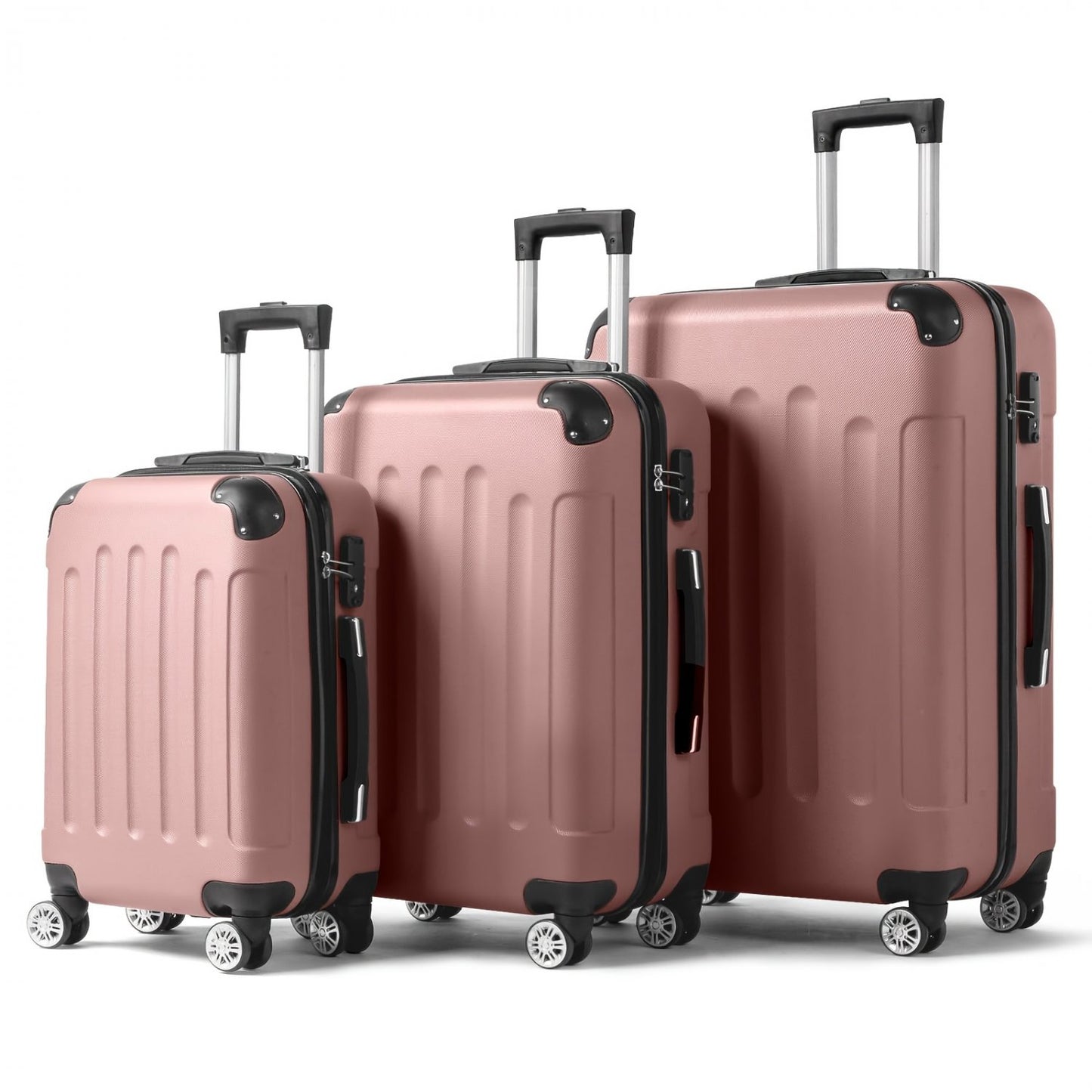 3pcs Luggage with Corner Protectors, 20/24/28-Inch, Durable Hard Shell, 360 Spinner Wheels