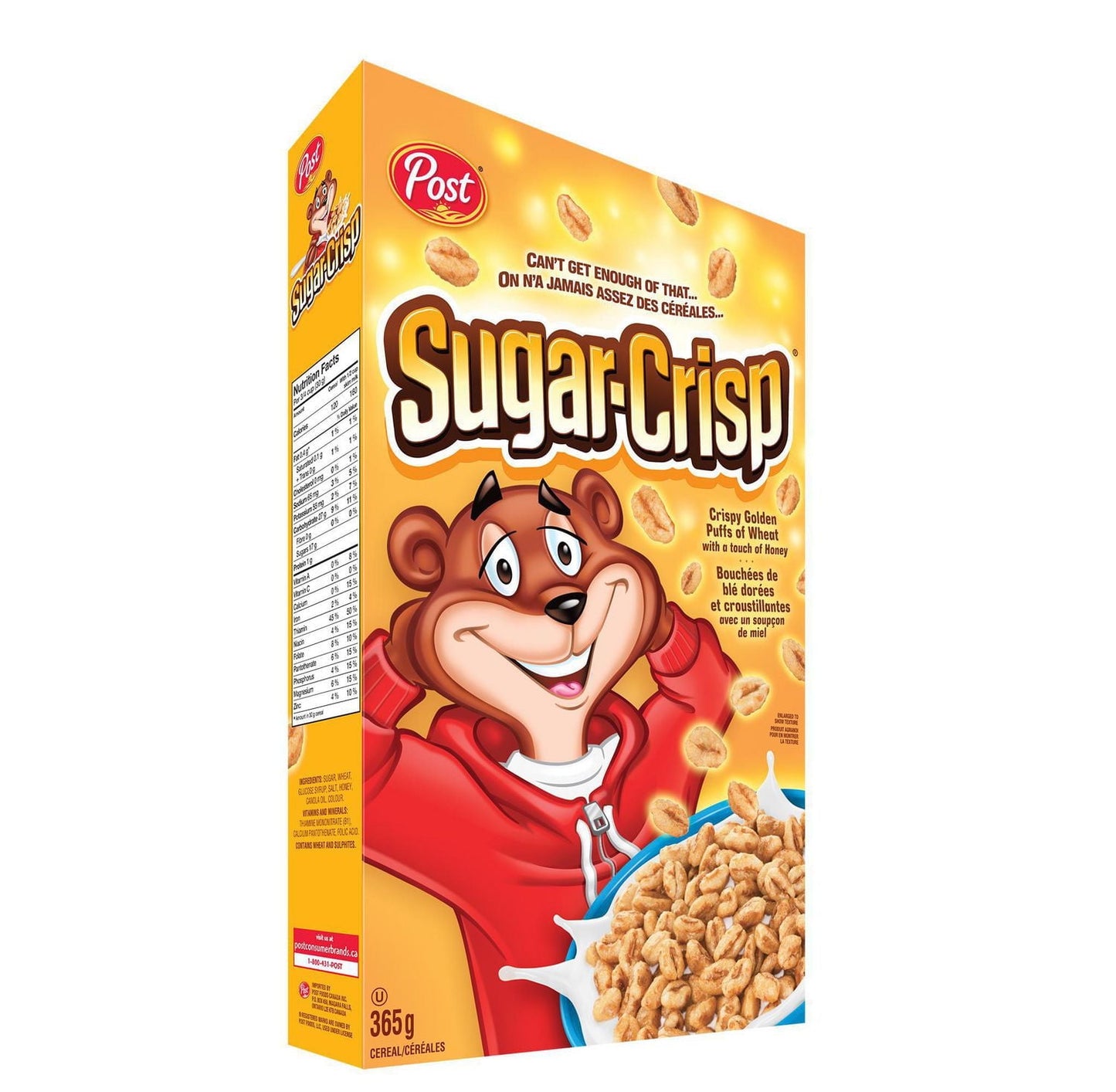 4 boxes- Post Sugar Crisp Cereal, 365 g From Canada