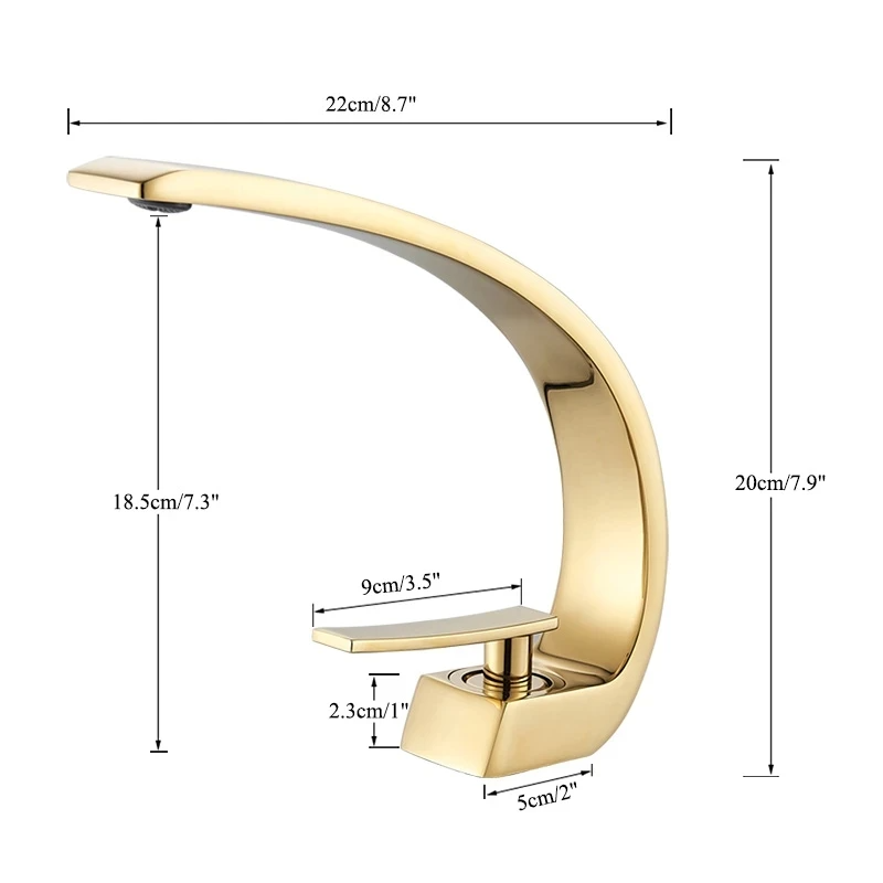 Bathroom Basin Faucet Deck Mount Hot & Cold Water Mixer Tap – Creative Curved Design | Free Shipping