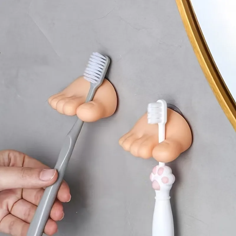 2-Piece Suction Cup Toothbrush Holder | Wall-Mounted Bathroom Storage Clips | No-Drill Organizer | FREE SHIPPING