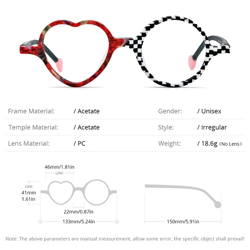 HEPIDEM   Multicolor Acetate Eyeglass Frames | Round Heart Design | Unisex Optical Spectacles | FREE SHIPPING 👓✨