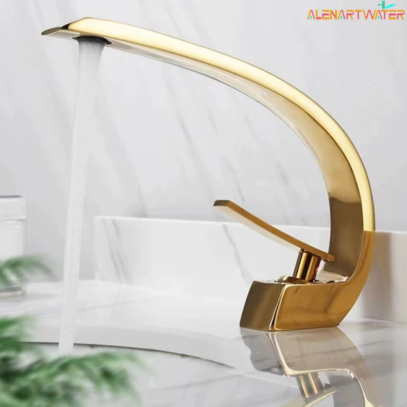 Bathroom Basin Faucet Deck Mount Hot & Cold Water Mixer Tap – Creative Curved Design | Free Shipping