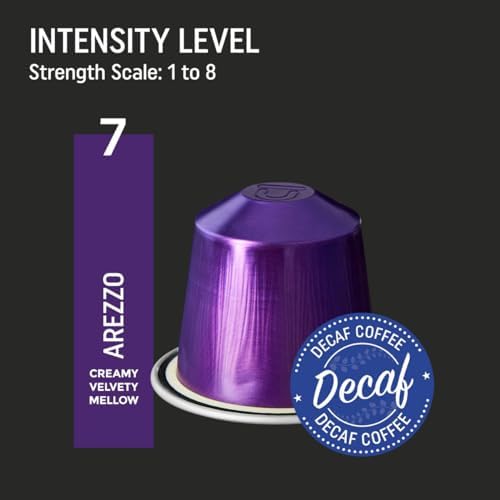 Arezzo Decaf Espresso Coffee Capsules – 100 Aluminum Pods Compatible with Nespresso Original Line