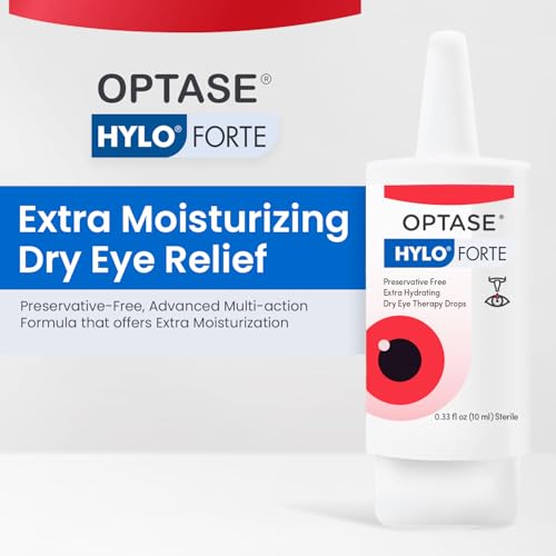 Optase HYLO Forte Dry Eye Drops, Preservative-Free 300 Drops – Extra Moisture – Active Glycerin & Hyaluronic Acid – Contact Lens Compatible – 0.33 fl oz