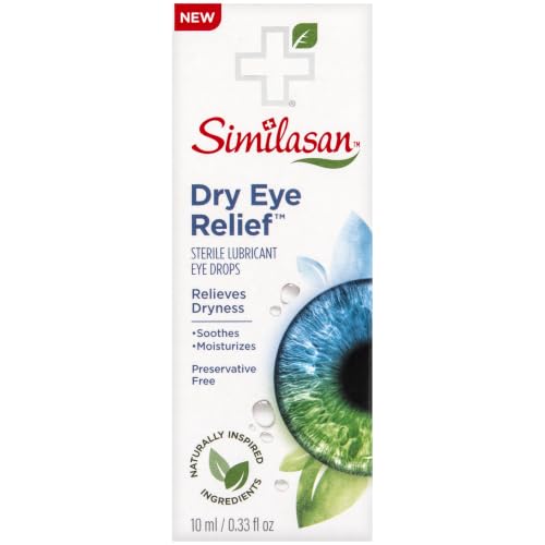 Similasan Dry Eye Relief Drops, Instant and Lasting Relief, Naturally Inspired Ingredients for Dry, Irritated Eyes, with Hyaluronate, Preservative-Free, pH Balanced, Gentle for Sensitive Eyes, 10ml