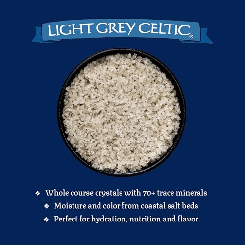Celtic Sea Salt Light Grey Coarse – Unrefined Mineral Salt, 70+ Trace Minerals, Sustainably Harvested, GMP Certified – Cooking, Finishing, Hydration, Grinder Use – ½ Pound Resealable Bag