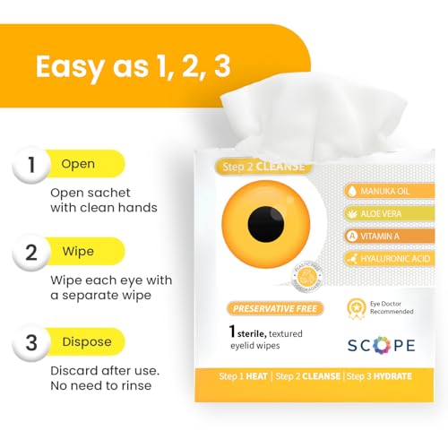 OPTASE Manuka Oil Eyelid Wipes 30 Count – Preservative-Free Eyelid Cleansing Wipes
