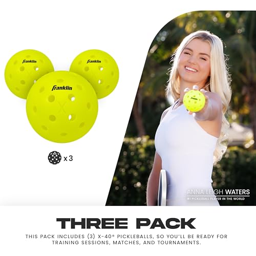 Franklin Sports X-40 Outdoor Pickleballs Official USA Pickleball Ball Set of 3