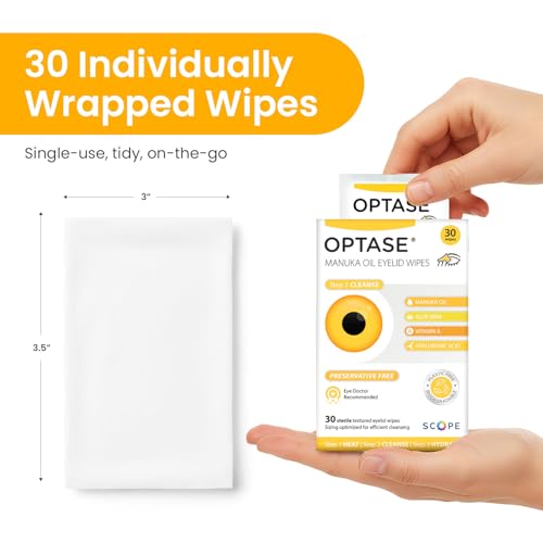 OPTASE Manuka Oil Eyelid Wipes 30 Count – Preservative-Free Eyelid Cleansing Wipes