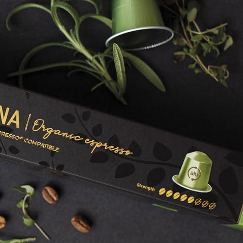 Bologna Organic Italian Espresso for Nespresso Original Line Machines | 100 Aluminum Capsules | Smooth Velvety Flavor | Fairtrade | Espresso Coffee Pods Compatible Only with Nespresso Original Machine