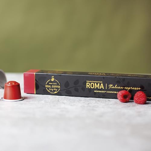 Roma Strong Espresso Coffee Pods for Nespresso Original Line – 100 Aluminum Capsules Extra Dark Intense Italian Flavor | Free Shipping